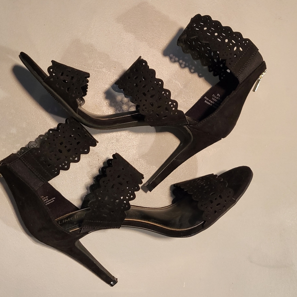 Limelight 4” Stiletto High Heel Dress Wedding Party Black Straps Ankle Wrap